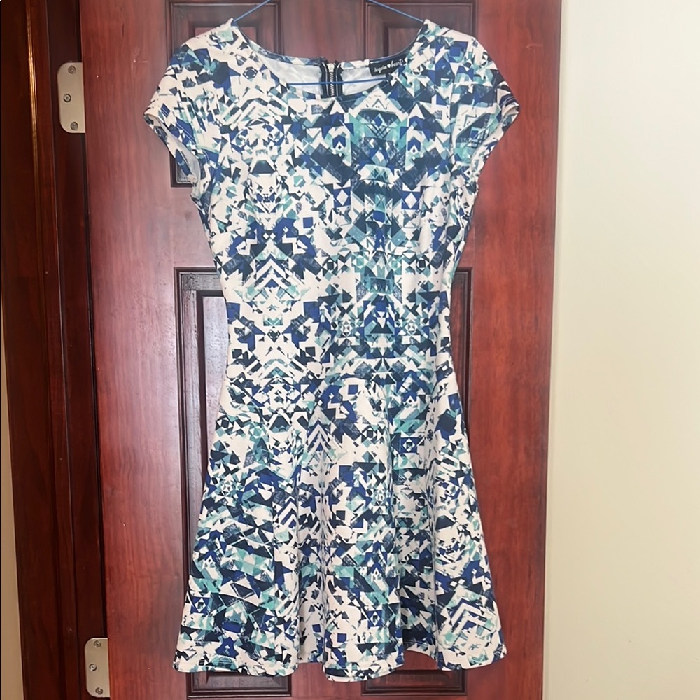 Patterned Blue and White Dress